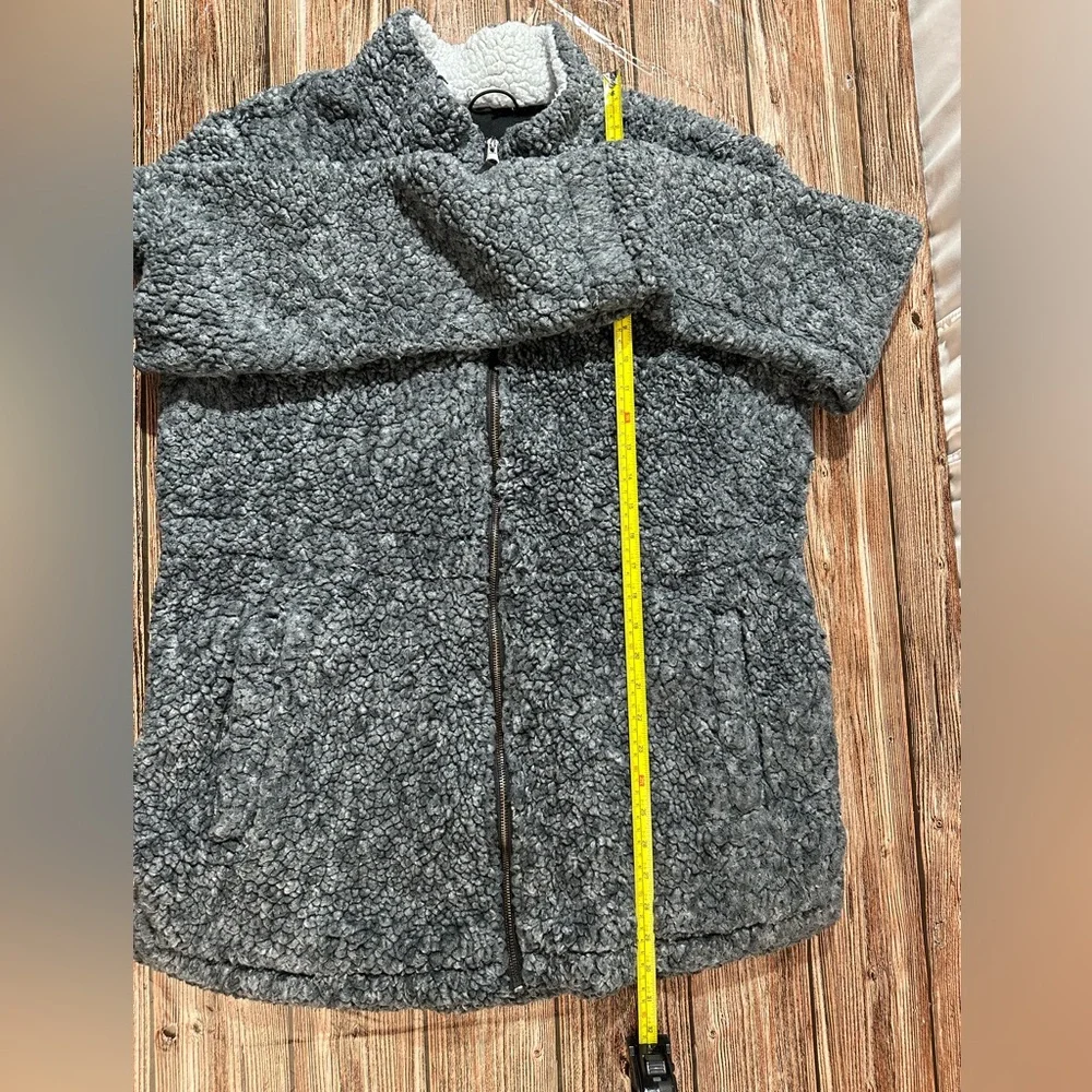 Mo-Ka Women’s XL Fluffy Sherpa Gray Winter Warm Full Zip Jacket | SKU 0384